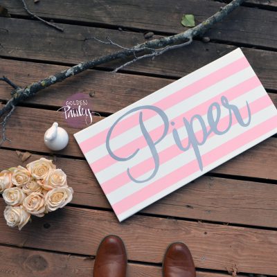 striped baby name sign