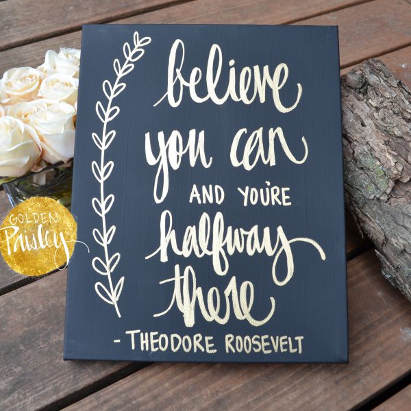 Black And Gold Inspirational Quote Wall Art “believe You Can”