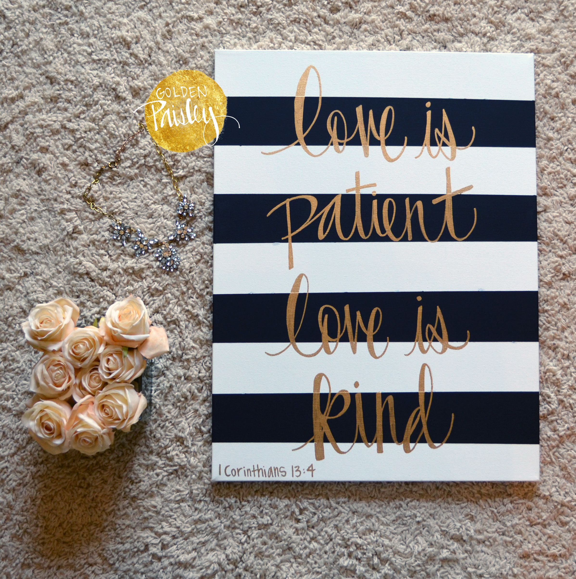 striped gold quote art