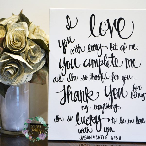 hand lettered wedding vow art