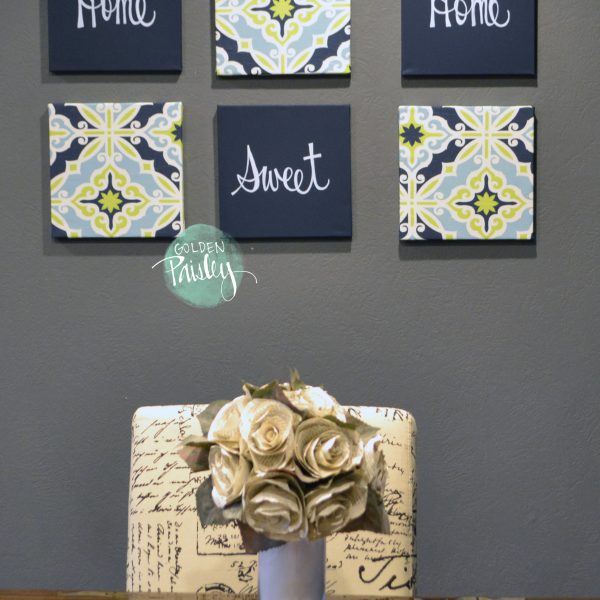 lime and navy wall decor