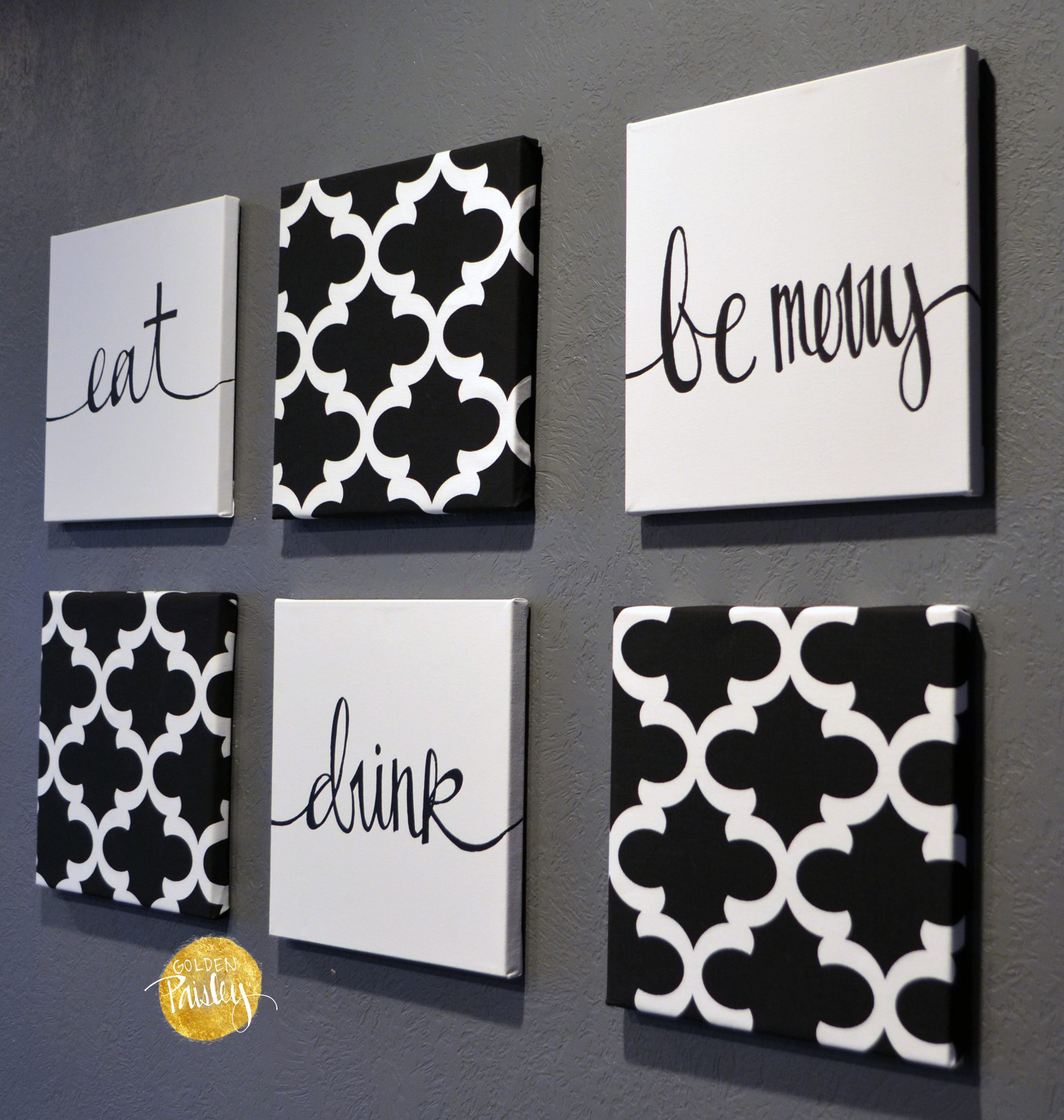  Black  and White  Moroccan 6 Pack Wall  Art 