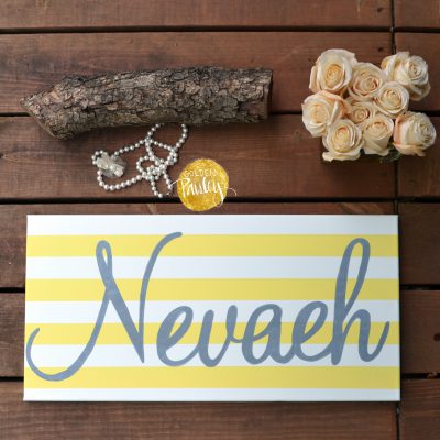 personalized name painting yellow and gray
