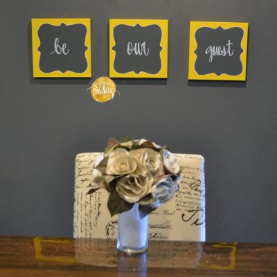 guest room wall art set yellow and gray