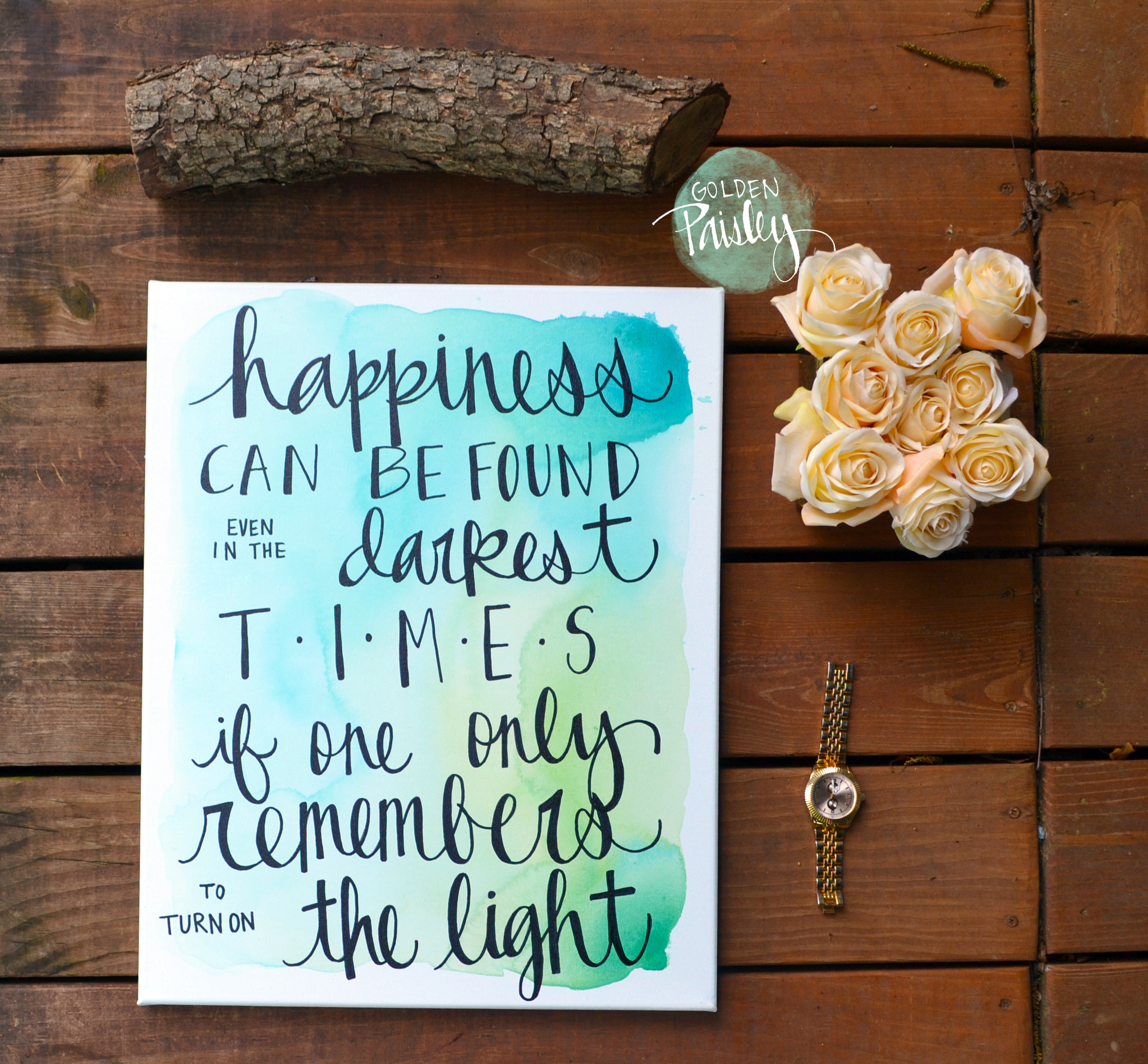 Happiness Watercolor Quote Wall Art “The Light”
