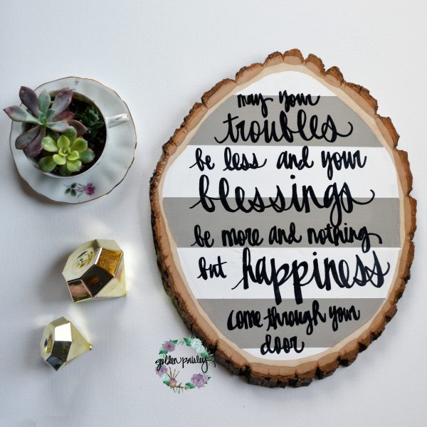 wood slice painting quote art wall art
