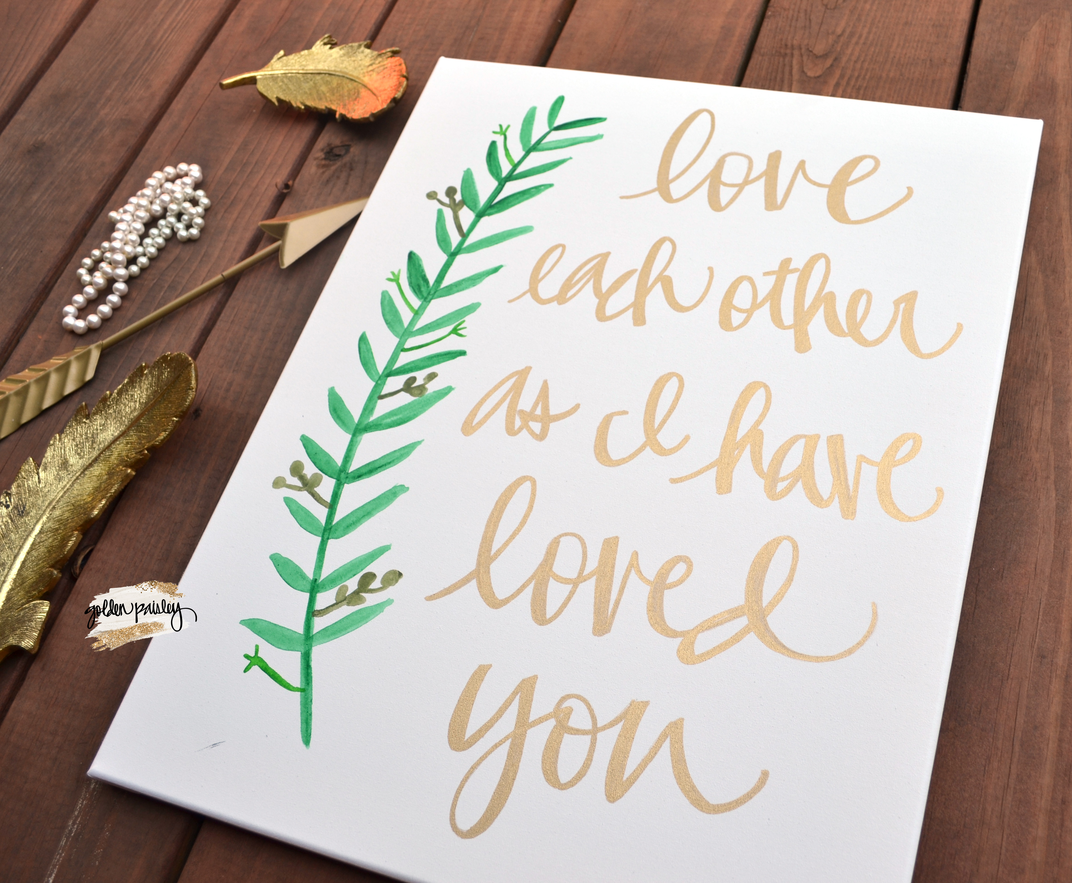 Love Each Other Bible Verse Watercolor Wedding Anniversary Wall Art Sign